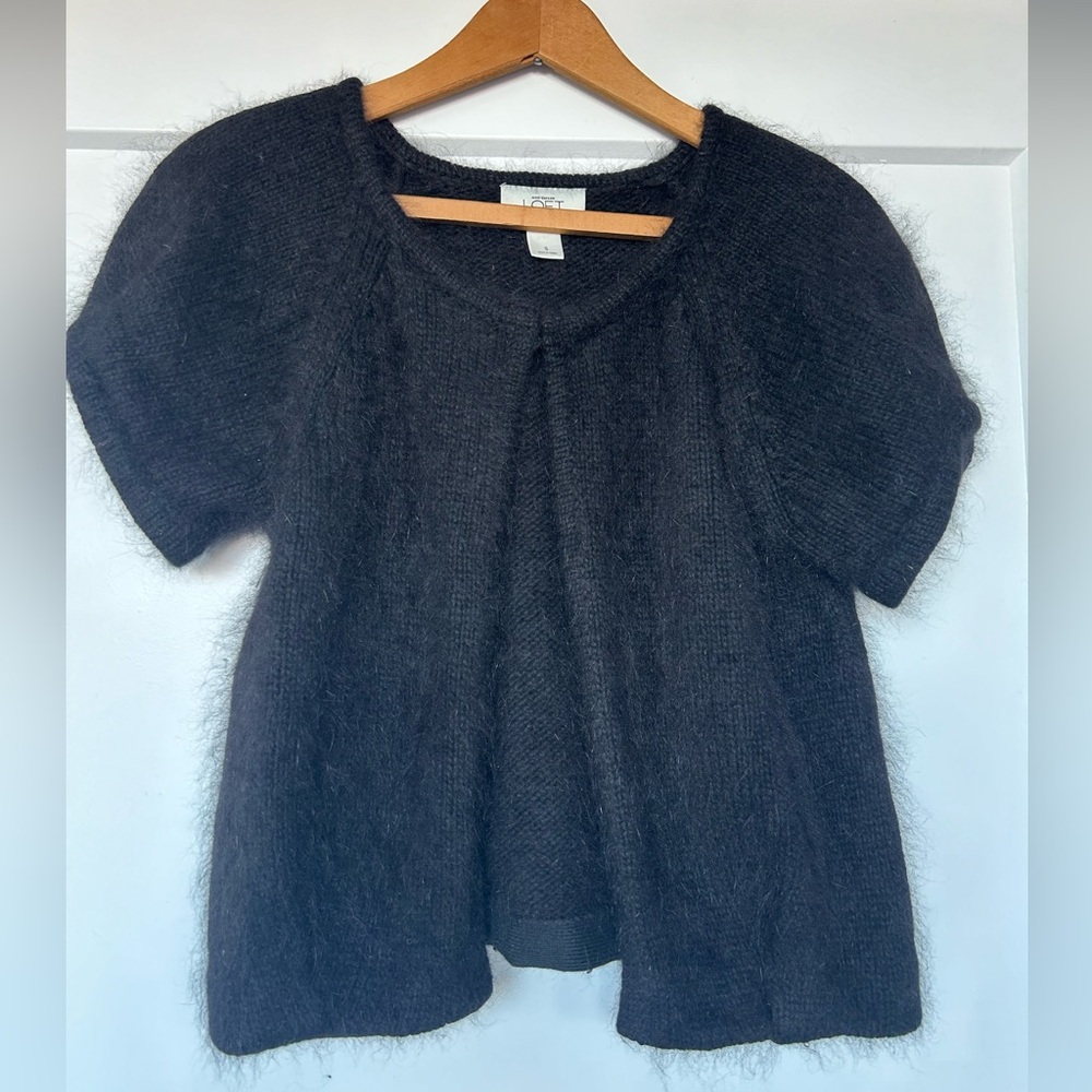 New Ann Taylor Loft rabbit hair, wool mix super soft short sleeve black sweater